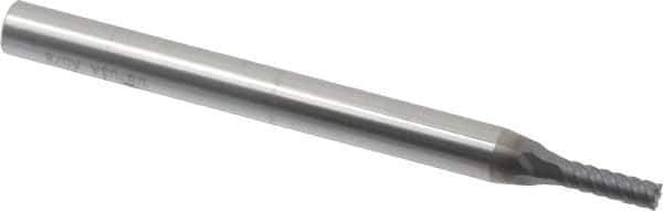 Niagara Cutter - 1/8", 3/8" LOC, 1/4" Shank Diam, 3" OAL, 6 Flute, Solid Carbide Square End Mill - Single End, AlTiN Finish, Spiral Flute, 45° Helix, Centercutting, Right Hand Cut, Right Hand Flute, Series MZ645 - Exact Tool & Supply
