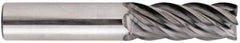 Niagara Cutter - 3/8", 7/8" LOC, 3/8" Shank Diam, 2-1/2" OAL, 5 Flute, Solid Carbide Square End Mill - Single End, AlCrN Finish, Spiral Flute, Variable° Helix, Centercutting, Right Hand Cut, Right Hand Flute, Series STS540 - Exact Tool & Supply