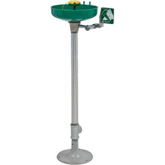 Haws - 15" Wide x 38" High, Pedestal Mount, Plastic Bowl, Eye & Face Wash Station - 11" Inlet, 3.7 GPM Flow Rate - Exact Tool & Supply