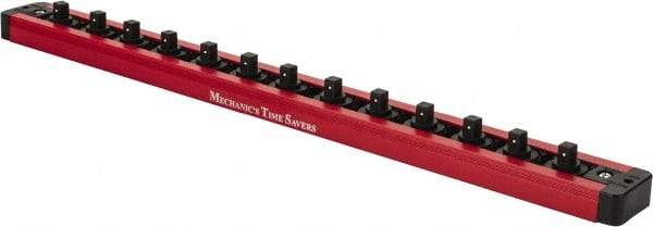 Value Collection - 13 Piece Capacity Magnetic Locking Socket Holder - 1/4" Drive, Red - Exact Tool & Supply
