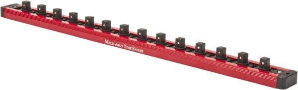 Value Collection - 12 Piece Capacity Magnetic Locking Socket Holder - 3/8" Drive, Red - Exact Tool & Supply