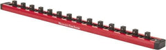 Value Collection - 12 Piece Capacity Magnetic Locking Socket Holder - 3/8" Drive, Red - Exact Tool & Supply