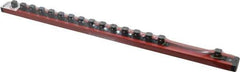Value Collection - 16 Piece Capacity Magnetic Locking Socket Holder - 1/2" Drive, Red - Exact Tool & Supply
