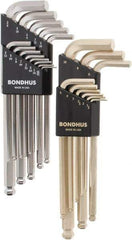 Bondhus - 22 Piece L-Key Combo Hex Key Set - Hex Range 0.05 to 3/8" - Exact Tool & Supply