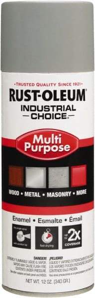 Rust-Oleum - ANSI 61 Light Gray, Gloss, Enamel Spray Paint - 15 to 25 Sq Ft per Can, 12 oz Container, Use on Multipurpose - Exact Tool & Supply