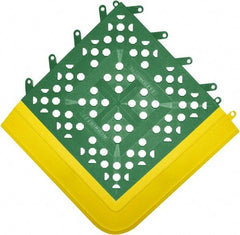 Wearwell - 27" Long x 30" Wide x 27" High x 5/8" Thick, PVC Plumbed Wash Station Emergency Eyewash/Drench Shower Mat - Green Matting, Includes 3" Wide Ramps - Exact Tool & Supply