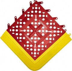 Wearwell - 27" Long x 30" Wide x 27" High x 5/8" Thick, PVC Plumbed Wash Station Emergency Eyewash/Drench Shower Mat - Red Matting, Includes 3" Wide Ramps - Exact Tool & Supply