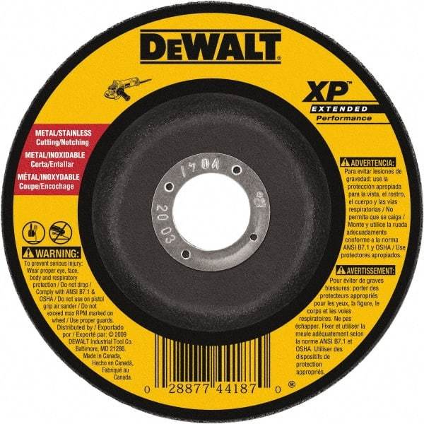 DeWALT - 24 Grit, 9" Wheel Diam, 3/32" Wheel Thickness, Type 27 Depressed Center Wheel - Zirconia Alumina, Resinoid Bond, 6,600 Max RPM - Exact Tool & Supply