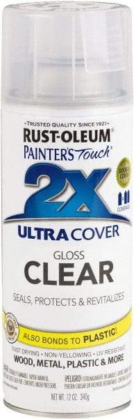 Rust-Oleum - Clear, Gloss, Enamel Spray Paint - 8 Sq Ft per Can, 12 oz Container, Use on Multipurpose - Exact Tool & Supply