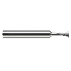 Dovetail Cutters - 0.1250″ (1/8″) Cutter Diameter × 0.0100″ Radius × 0.1250″ (1/8″) Neck Length × 30° included Carbide Dovetail Cutter, 2 Flutes - Exact Tool & Supply
