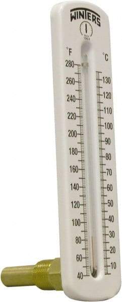 Winters - 40 to 280°F, Industrial Thermometer with Standard Thermowell - 1 Inch Immersion Length, 2 Inch Stem Length, 8 Inch Long, 1/2 Inch Thread - Exact Tool & Supply