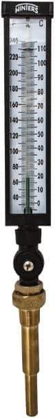 Winters - 30 to 240°F, Industrial Thermometer with Standard Thermowell - 5 Inch Immersion Length, 6 Inch Stem Length, 20 Inch Long, 3/4 Inch Thread - Exact Tool & Supply
