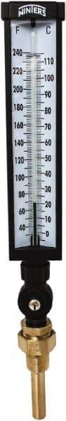 Winters - 30 to 240°F, Industrial Thermometer with Standard Thermowell - 3 Inch Immersion Length, 3-1/2 Inch Stem Length, 17 Inch Long, 3/4 Inch Thread - Exact Tool & Supply