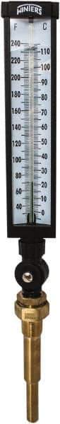 Winters - 30 to 240°F, Industrial Thermometer with Standard Thermowell - 5 Inch Immersion Length, 6 Inch Stem Length, 20 Inch Long, 3/4 Inch Thread - Exact Tool & Supply