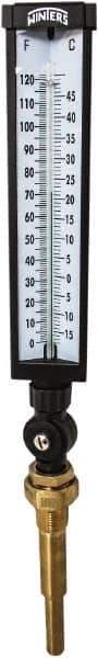 Winters - -15 to 120°F, Industrial Thermometer with Standard Thermowell - 5 Inch Immersion Length, 6 Inch Stem Length, 20 Inch Long, 3/4 Inch Thread - Exact Tool & Supply
