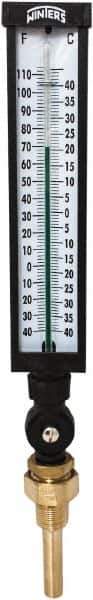 Winters - -40 to 110°F, Industrial Thermometer with Standard Thermowell - 3 Inch Immersion Length, 3-1/2 Inch Stem Length, 17 Inch Long, 3/4 Inch Thread - Exact Tool & Supply