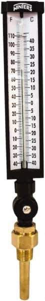 Winters - -40 to 110°F, Industrial Thermometer with Standard Thermowell - 3 Inch Immersion Length, 3-1/2 Inch Stem Length, 17 Inch Long, 3/4 Inch Thread - Exact Tool & Supply