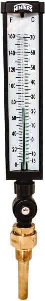 Winters - -15 to 160°F, Industrial Thermometer with Standard Thermowell - 3 Inch Immersion Length, 3-1/2 Inch Stem Length, 17 Inch Long, 3/4 Inch Thread - Exact Tool & Supply