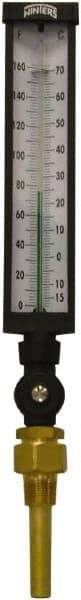 Winters - -15 to 160°F, Industrial Thermometer with Standard Thermowell - 3 Inch Immersion Length, 3-1/2 Inch Stem Length, 17 Inch Long, 3/4 Inch Thread - Exact Tool & Supply