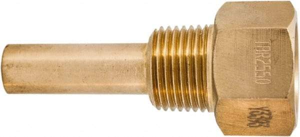 Winters - 3-1/2 Inch Overall Length, 1/2 Inch Thread, Brass Thermowell - 1-3/8 Inch Insertion Length - Exact Tool & Supply