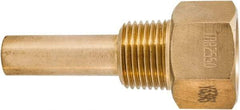 Winters - 3-1/2 Inch Overall Length, 1/2 Inch Thread, Brass Thermowell - 1-3/8 Inch Insertion Length - Exact Tool & Supply