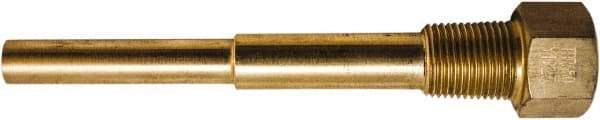 Winters - 7-1/2 Inch Overall Length, 1/2 Inch Thread, Brass Thermowell - 4-1/2 Inch Insertion Length - Exact Tool & Supply