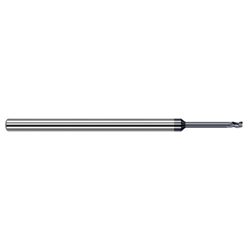 Variable Helix End Mills for Free Machining Steels - 0.0930″ (3/32″) Cutter Diameter × 0.1400″ (9/64″) Length of Cut × 0.9500″ Reach Carbide Square End Mill for Free Machining Steels, 3 Flutes, AlTiN Coated - Exact Tool & Supply