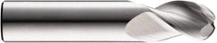 SGS - 1" Diam, 1-1/4" LOC, 3 Flute Solid Carbide Ball End Mill - Uncoated, Single End, 4" OAL, 1" Shank Diam, Spiral Flute - Exact Tool & Supply