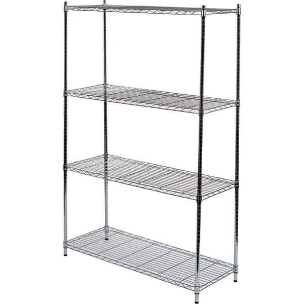 Quantum Storage - 4 Shelf Wire Shelving Unit - 48" Wide x 18" Deep x 72" High, - Exact Tool & Supply