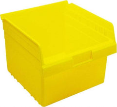 Quantum Storage - 11-5/8" Deep, Yellow Polypropylene Hopper Shelf Bin - 8" High x 11-1/8" Wide x 11-5/8" Long - Exact Tool & Supply