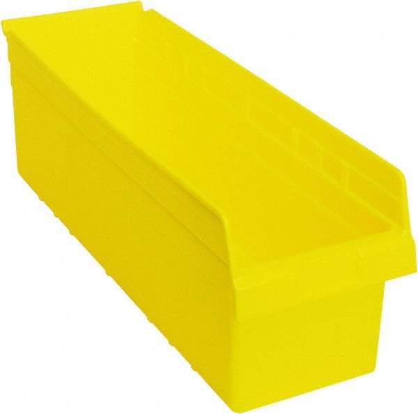 Quantum Storage - 23-5/8" Deep, Yellow Polypropylene Hopper Shelf Bin - 8" High x 8-3/8" Wide x 23-5/8" Long - Exact Tool & Supply