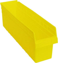 Quantum Storage - 23-5/8" Deep, Yellow Polypropylene Hopper Shelf Bin - 8" High x 6-5/8" Wide x 23-5/8" Long - Exact Tool & Supply