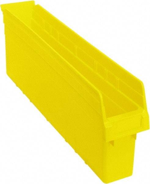 Quantum Storage - 23-5/8" Deep, Yellow Polypropylene Hopper Shelf Bin - 8" High x 4-3/8" Wide x 23-5/8" Long - Exact Tool & Supply