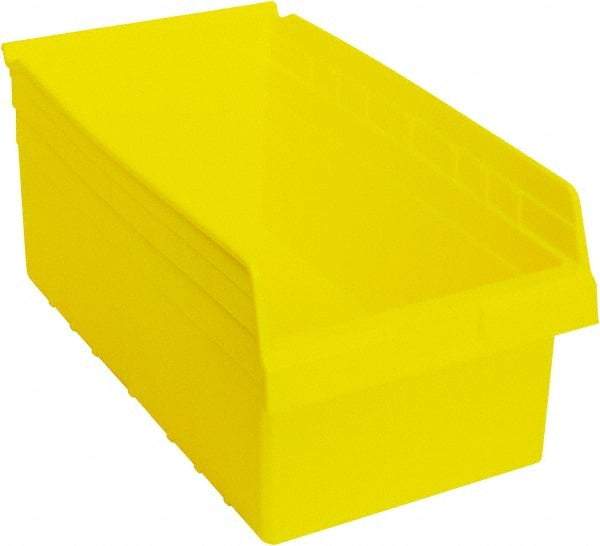 Quantum Storage - 17-7/8" Deep, Yellow Polypropylene Hopper Shelf Bin - 8" High x 11-1/8" Wide x 17-7/8" Long - Exact Tool & Supply