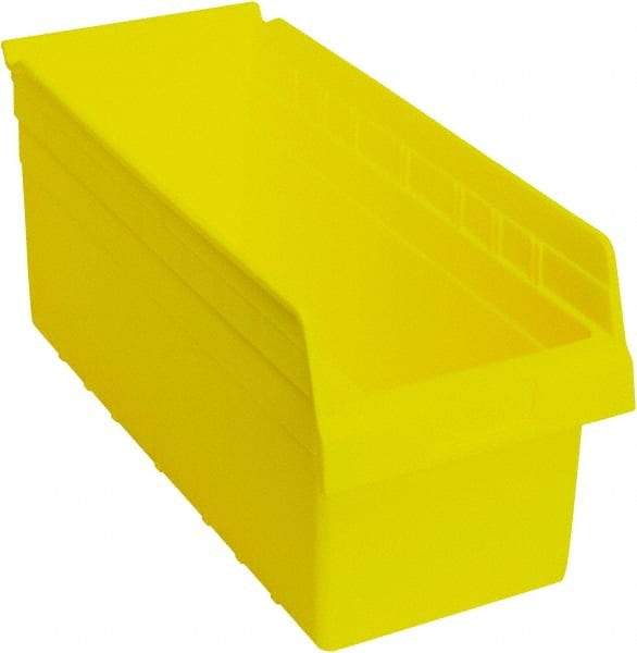 Quantum Storage - 17-7/8" Deep, Yellow Polypropylene Hopper Shelf Bin - 8" High x 8-3/8" Wide x 17-7/8" Long - Exact Tool & Supply