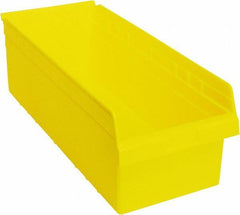 Quantum Storage - 23-5/8" Deep, Yellow Polypropylene Hopper Shelf Bin - 8" High x 11-1/8" Wide x 23-5/8" Long - Exact Tool & Supply