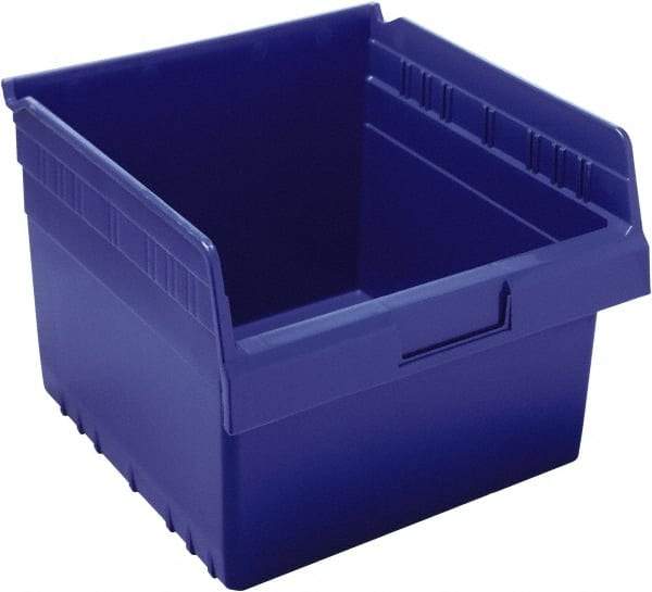 Quantum Storage - 11-5/8" Deep, Blue Polypropylene Hopper Shelf Bin - 8" High x 11-1/8" Wide x 11-5/8" Long - Exact Tool & Supply