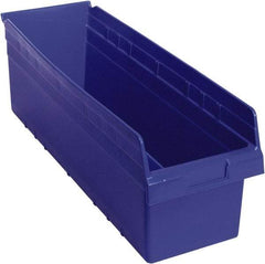 Quantum Storage - 23-5/8" Deep, Blue Polypropylene Hopper Shelf Bin - 8" High x 8-3/8" Wide x 23-5/8" Long - Exact Tool & Supply