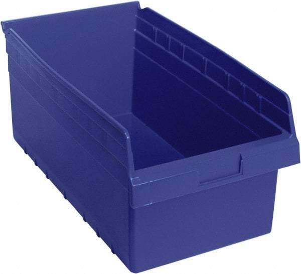 Quantum Storage - 17-7/8" Deep, Blue Polypropylene Hopper Shelf Bin - 8" High x 11-1/8" Wide x 17-7/8" Long - Exact Tool & Supply