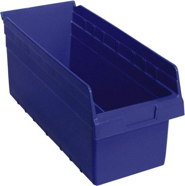 Quantum Storage - 17-7/8" Deep, Blue Polypropylene Hopper Shelf Bin - 8" High x 8-3/8" Wide x 17-7/8" Long - Exact Tool & Supply