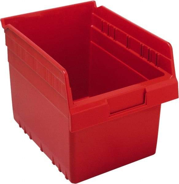 Quantum Storage - 11-5/8" Deep, Red Polypropylene Hopper Shelf Bin - 8" High x 8-3/8" Wide x 11-5/8" Long - Exact Tool & Supply