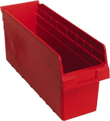 Quantum Storage - 17-7/8" Deep, Red Polypropylene Hopper Shelf Bin - 8" High x 6-5/8" Wide x 17-7/8" Long - Exact Tool & Supply