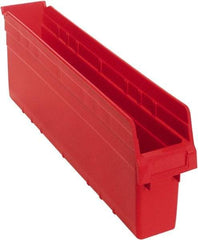 Quantum Storage - 23-5/8" Deep, Red Polypropylene Hopper Shelf Bin - 8" High x 4-3/8" Wide x 23-5/8" Long - Exact Tool & Supply