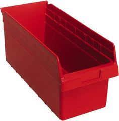 Quantum Storage - 17-7/8" Deep, Red Polypropylene Hopper Shelf Bin - 8" High x 8-3/8" Wide x 17-7/8" Long - Exact Tool & Supply