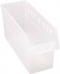 Quantum Storage - 17-7/8" Deep, Clear Polypropylene Hopper Shelf Bin - 8" High x 6-5/8" Wide x 17-7/8" Long - Exact Tool & Supply