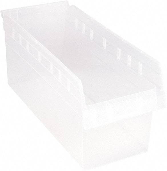 Quantum Storage - 17-7/8" Deep, Clear Polypropylene Hopper Shelf Bin - 8" High x 8-3/8" Wide x 17-7/8" Long - Exact Tool & Supply