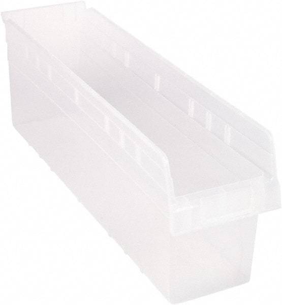 Quantum Storage - 23-5/8" Deep, Clear Polypropylene Hopper Shelf Bin - 8" High x 6-5/8" Wide x 23-5/8" Long - Exact Tool & Supply