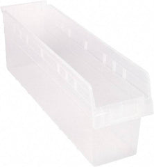 Quantum Storage - 23-5/8" Deep, Clear Polypropylene Hopper Shelf Bin - 8" High x 6-5/8" Wide x 23-5/8" Long - Exact Tool & Supply
