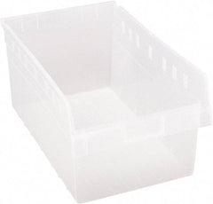 Quantum Storage - 23-5/8" Deep, Clear Polypropylene Hopper Shelf Bin - 8" High x 11-1/8" Wide x 23-5/8" Long - Exact Tool & Supply
