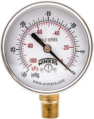 Winters - 2-1/2" Dial, 1/4 Thread, 30" HG Vac Scale Range, Pressure Gauge - Lower Connection Mount, Accurate to 3-2-3% of Scale - Exact Tool & Supply